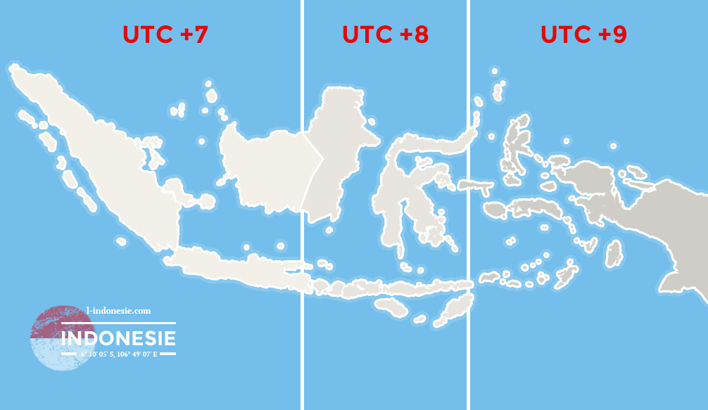 Carte Fuseaux horaires en Indonésie