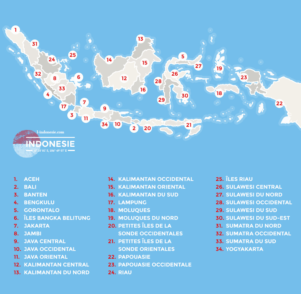 Carte Régions en Indonésie